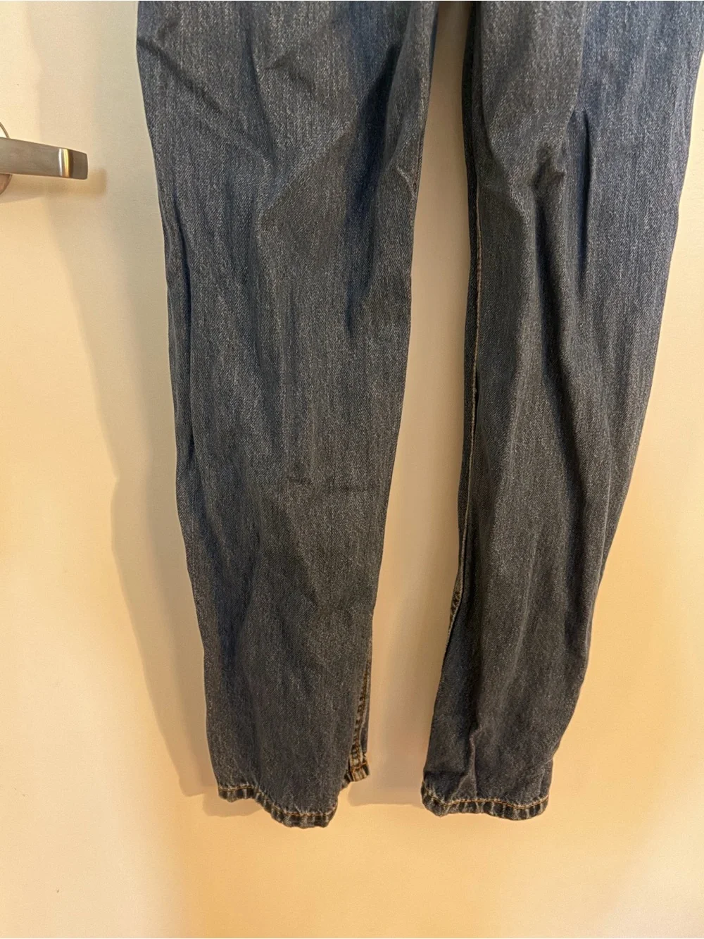 Free People 100% Cotton Denim Short Sleeve Jumpsuit (straight leg)
